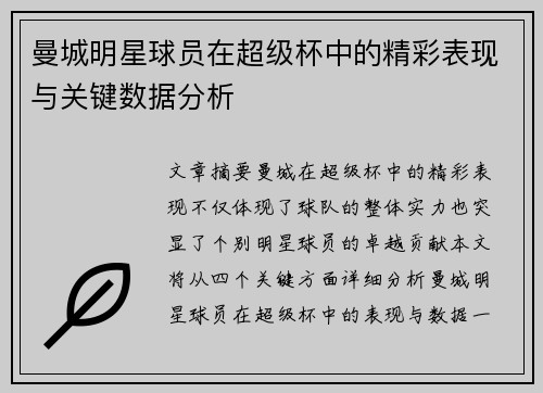 曼城明星球员在超级杯中的精彩表现与关键数据分析